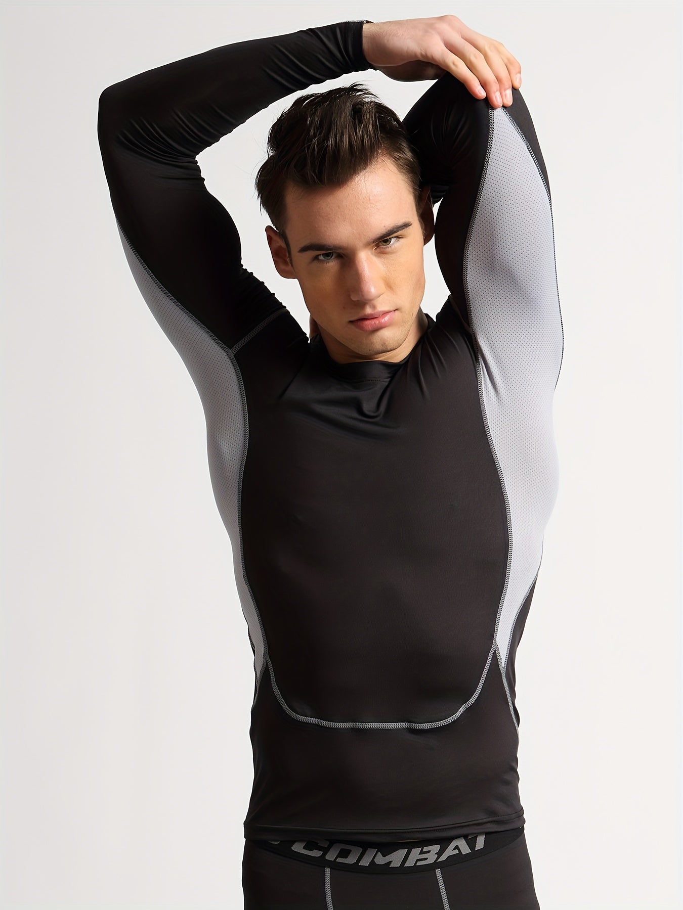 Men's Stylish Compression Shirt High Stretch Top For Outdoor Fitness