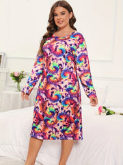 Tie Dye Long Sleeve Lounge Dress