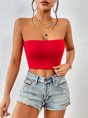 Women's Basic Solid Crop Tube Top Backless Sleeveless Top