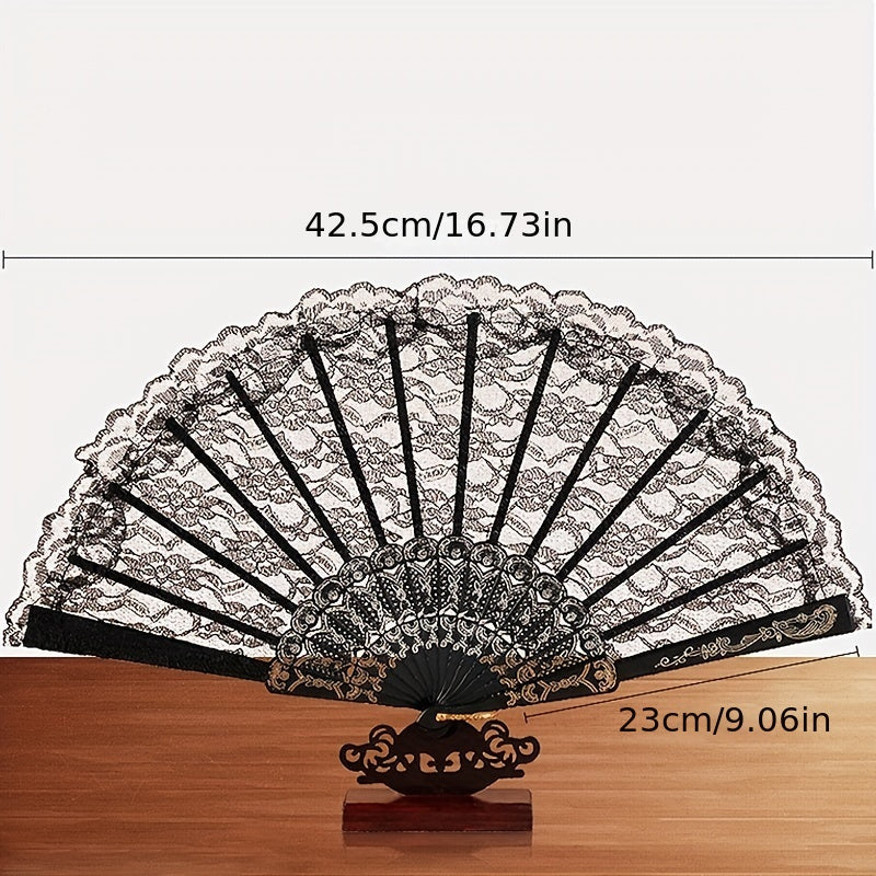 Retro Style Lace Orchid Folding Fan Dance Photography Props