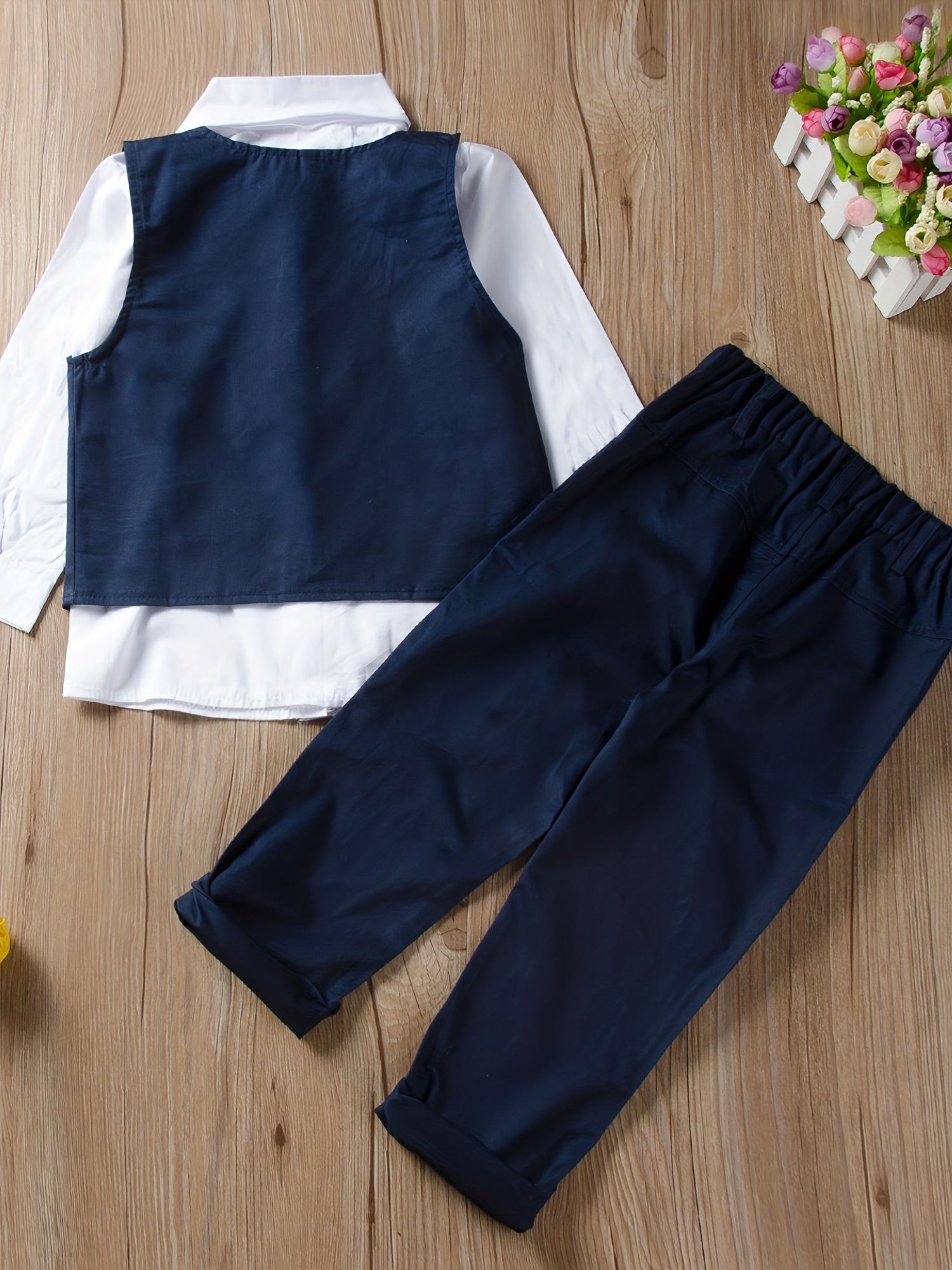 Baby Boy Tuxedo Suit Shirt Waistcoat Tie Pants Formal Outfit