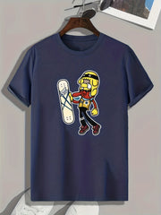 Skateboard Print Men's Graphic T-shirt for Summer