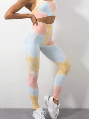Block Print Yoga Pants Stretch Leggings For Women