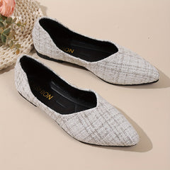 Women's Tweed Ballet Flats Soft Sole Slip On Shoes