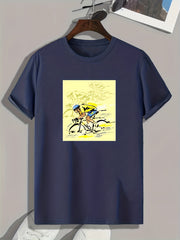 Cycling Pattern Print Men's Sports T-shirt - Summer Fitness Clothes