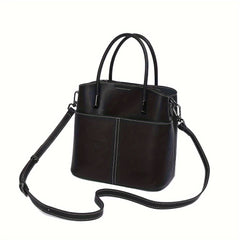 Classic Brown Leather Women's Tote Bag with Zipper Closure