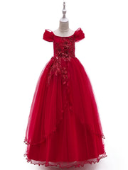 Girls Sequin Flowers Embroidery Mesh Tutu Dress