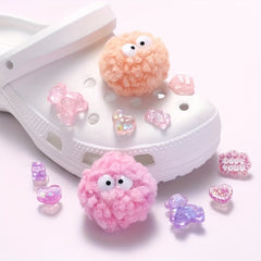 12pcs Set 3D Pink Purple Sandals Slippers Shoe Charms Women Girls