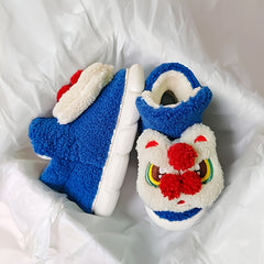 Vintage Cartoon Lion Furry House Shoes For Boys