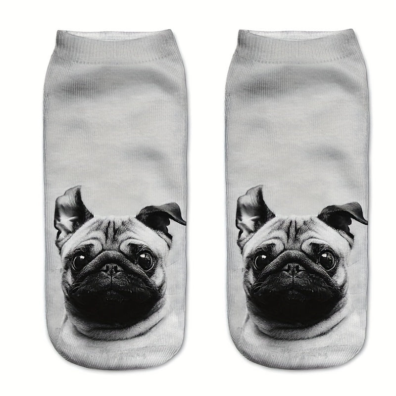 Dog Print Low Cut Ankle Socks for Women