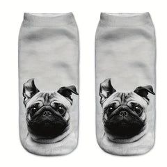 Dog Print Low Cut Ankle Socks for Women