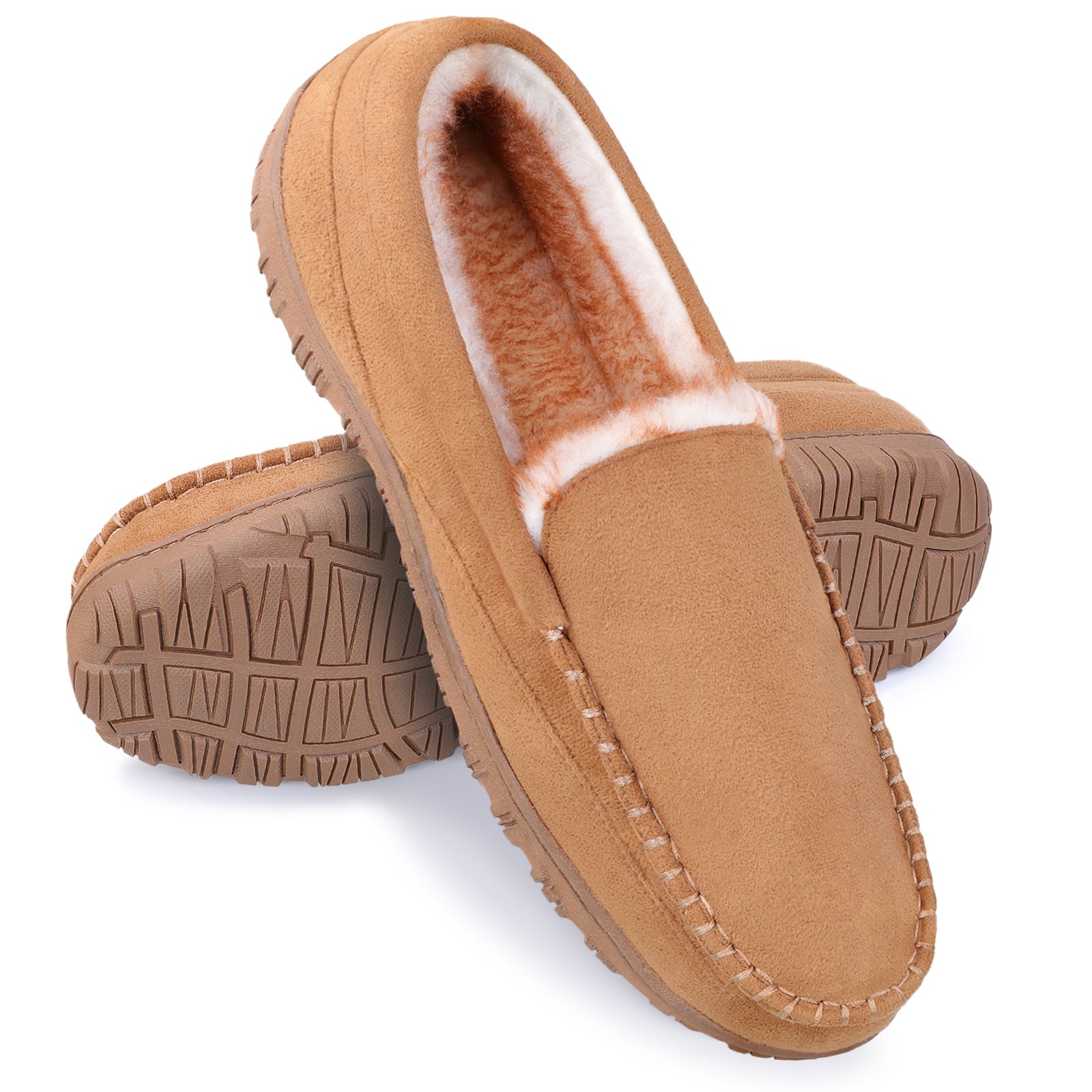 Men's Warm Memory Foam Moccasins Slippers Plush Lined Indoor Outdoor House Shoes