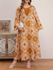 Plus Size Boho Abaya Dress Women's Plus Scarf Print Kaftan Dress