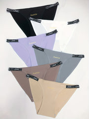 6pcs Seamless Letter Tape Hipster Panties Soft Intimates Women's Lingerie