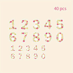 40pcs Floral Number Sticker Pack Creative Floral Decorative Sticker