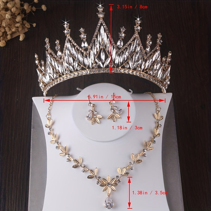 Crystal Bridal Headband Necklace Earrings Set Wedding Accessories