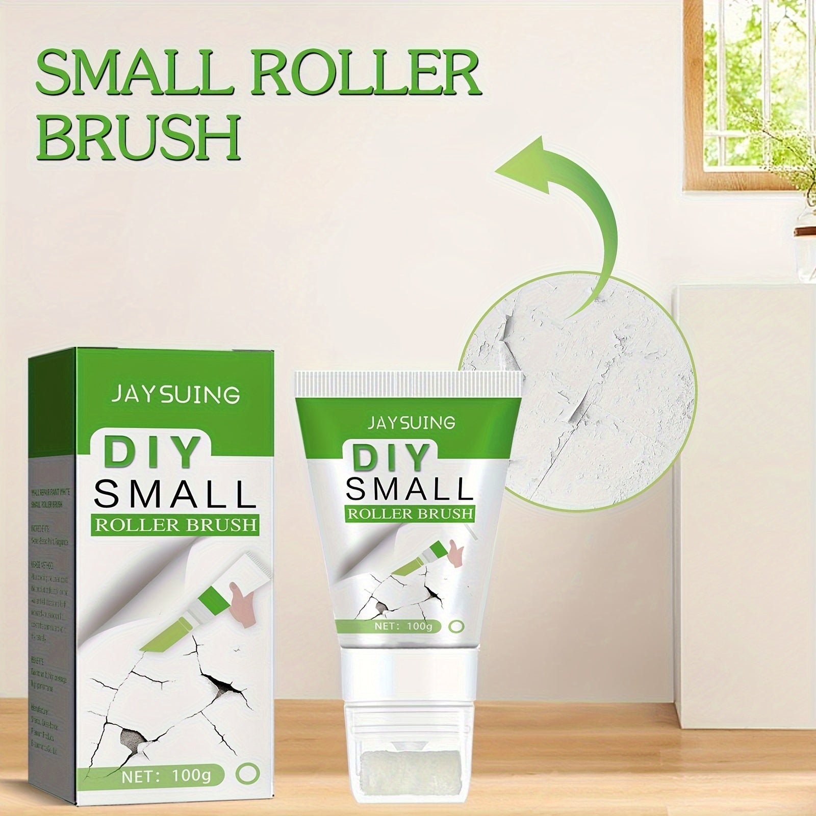 Non-Toxic Small Roller Brush for Wall Repair Paint Covering - 100g