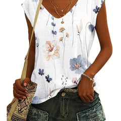 Floral Print V Neck Tank Top for Women