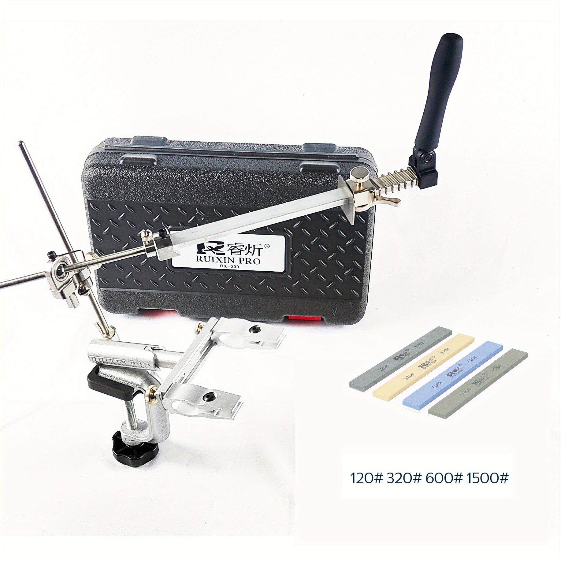 Knife Sharpener Set with 4 Whetstones 360 Rotation Stainless Steel