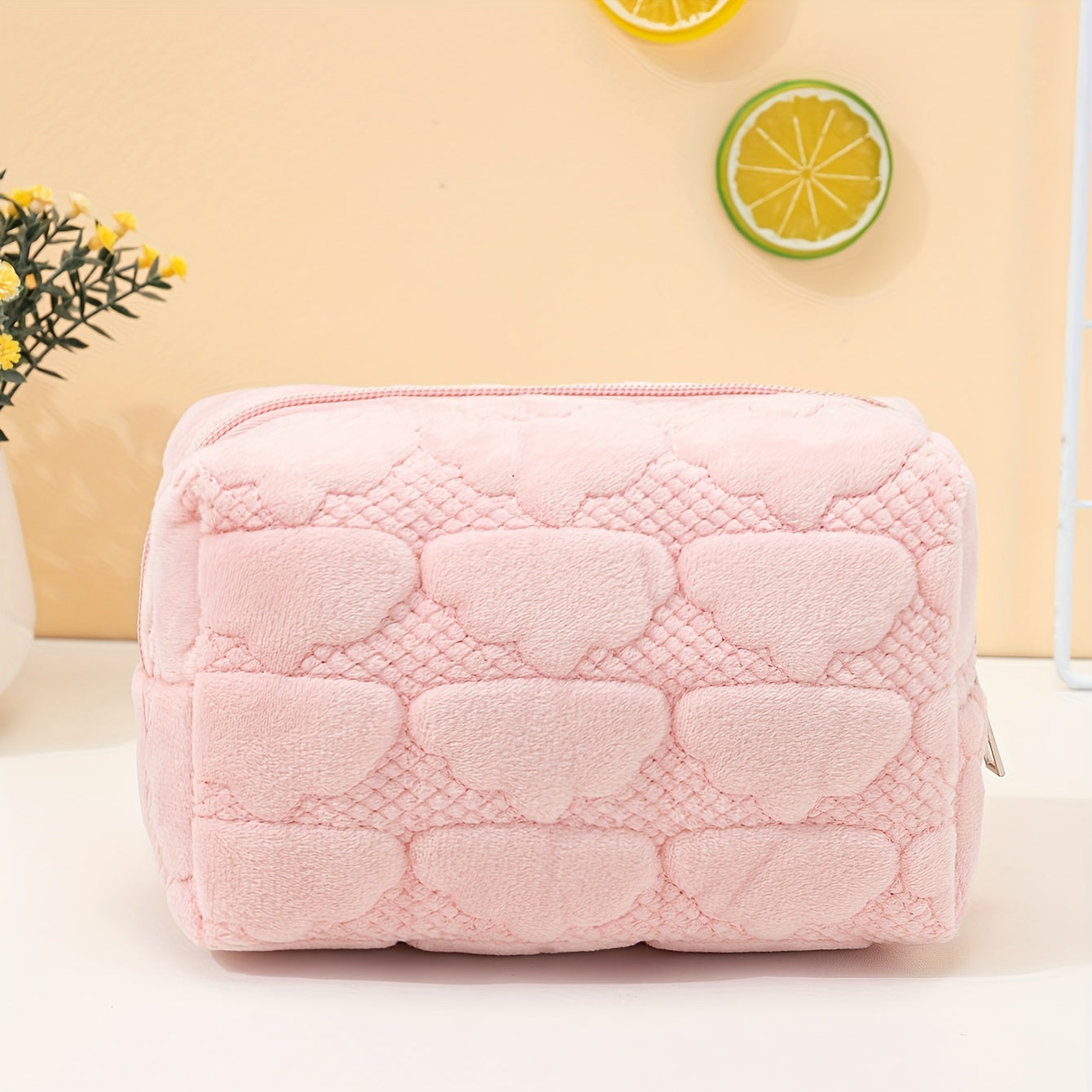 Pink Cloud Embossed Makeup Bag Travel Toiletry Organizer for Women