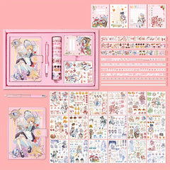 Cute Cartoon Notebook Set for Girls with Stickers & Tapes