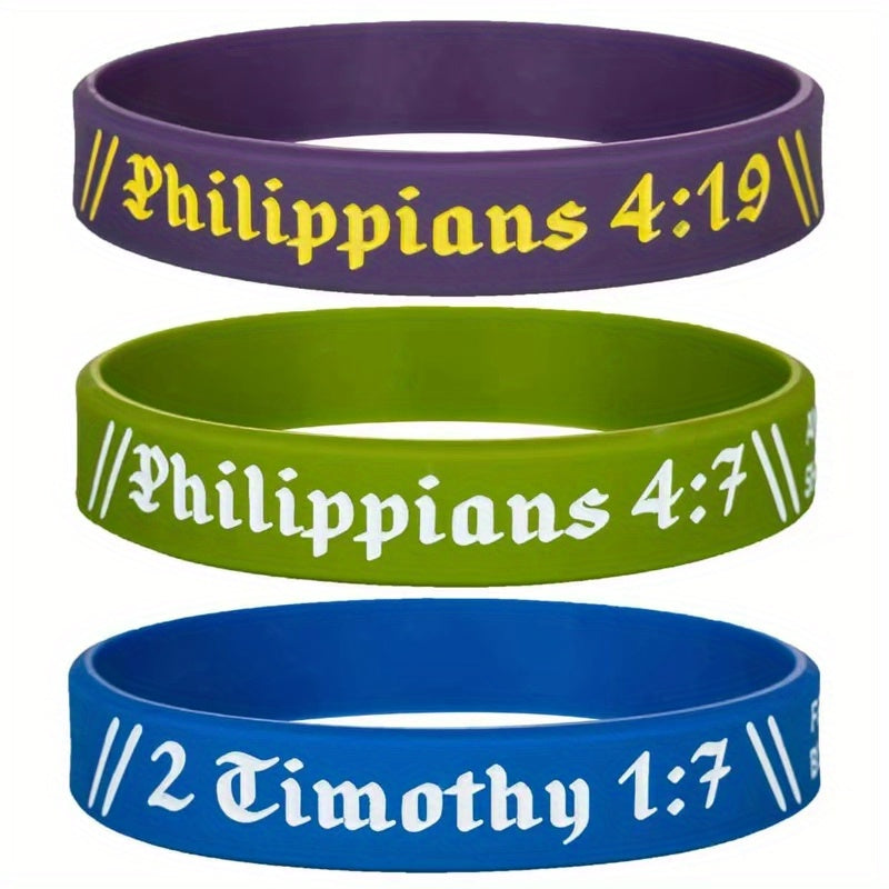 Religious Bible Silicone Bracelet Rubber Wristband Letter Graphic Praying
