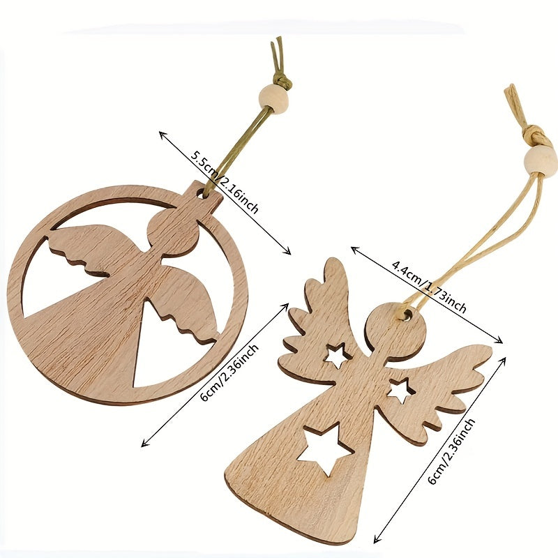 12Pcs Christmas Wooden Pendant Girls Crafts Wood Decor Christmas Tree Pendant