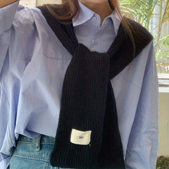 Knitted Long Sleeve Shawl Solid Casual Elastic Warm Wrap Windproof Cardigan