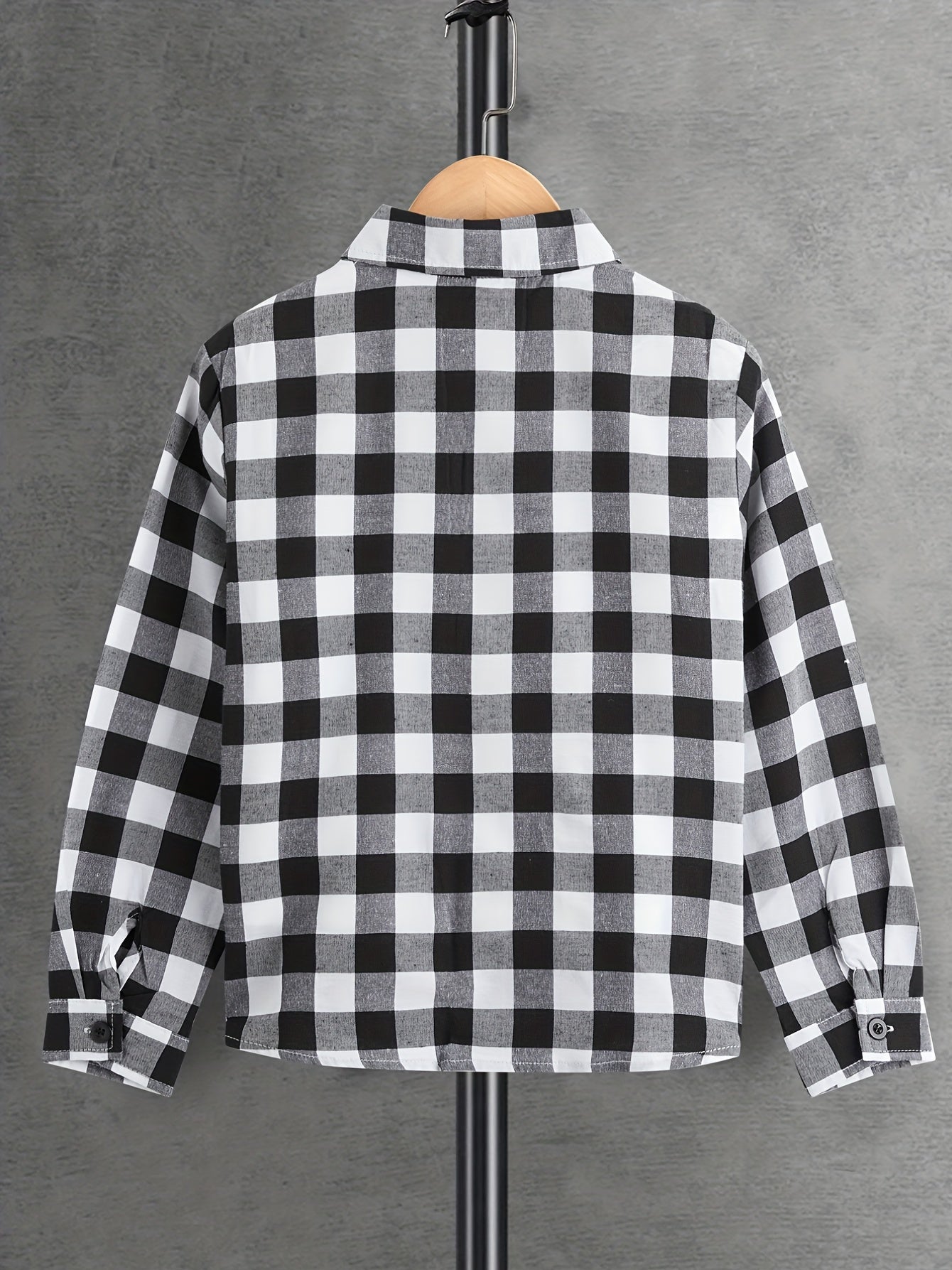 Boys Plaid Lapel Shirts Long Sleeve Button Down Tops Spring Fall Outwear