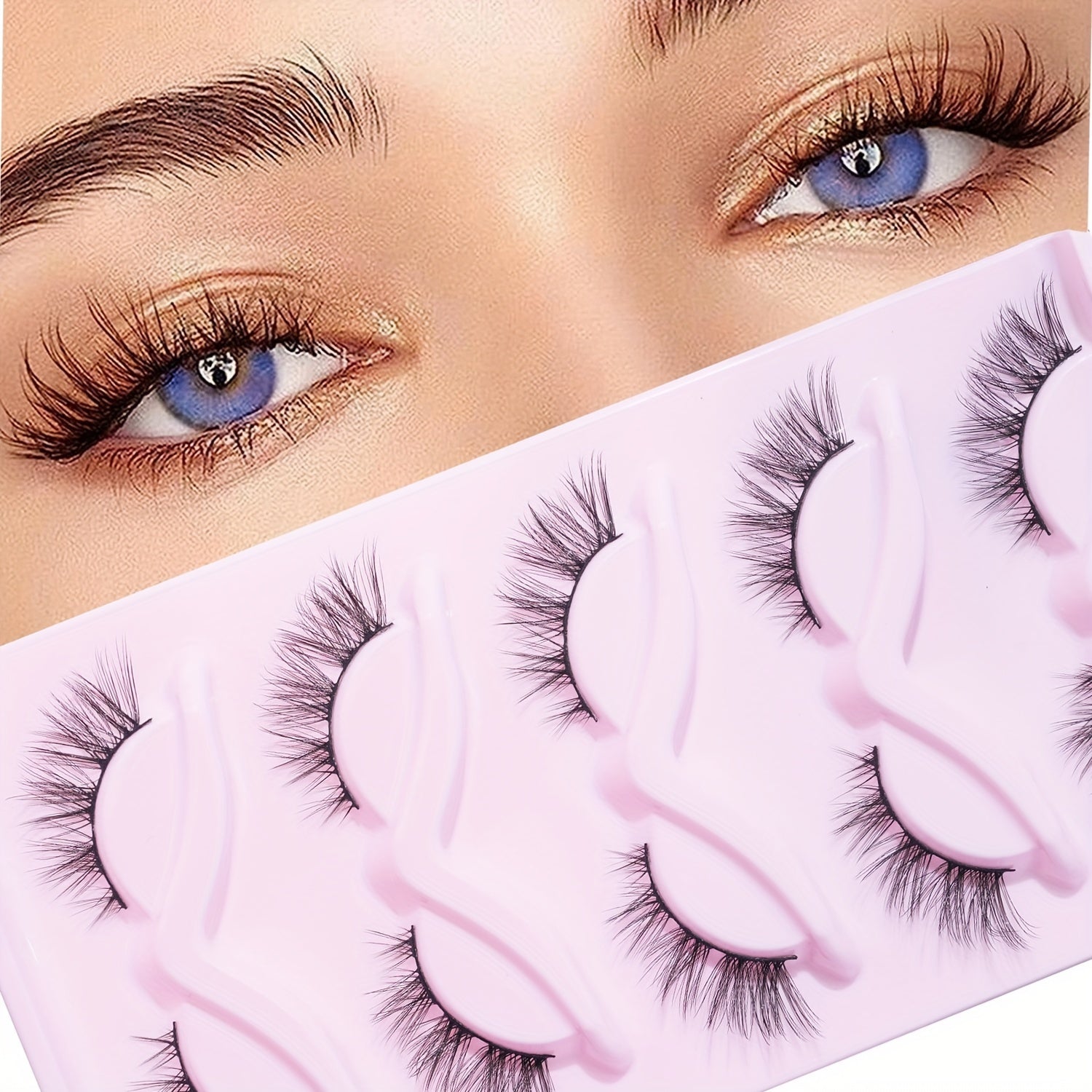 5 Pairs Fishtail Look False Eyelashes 15mm Volumized Cross Strip Lashes