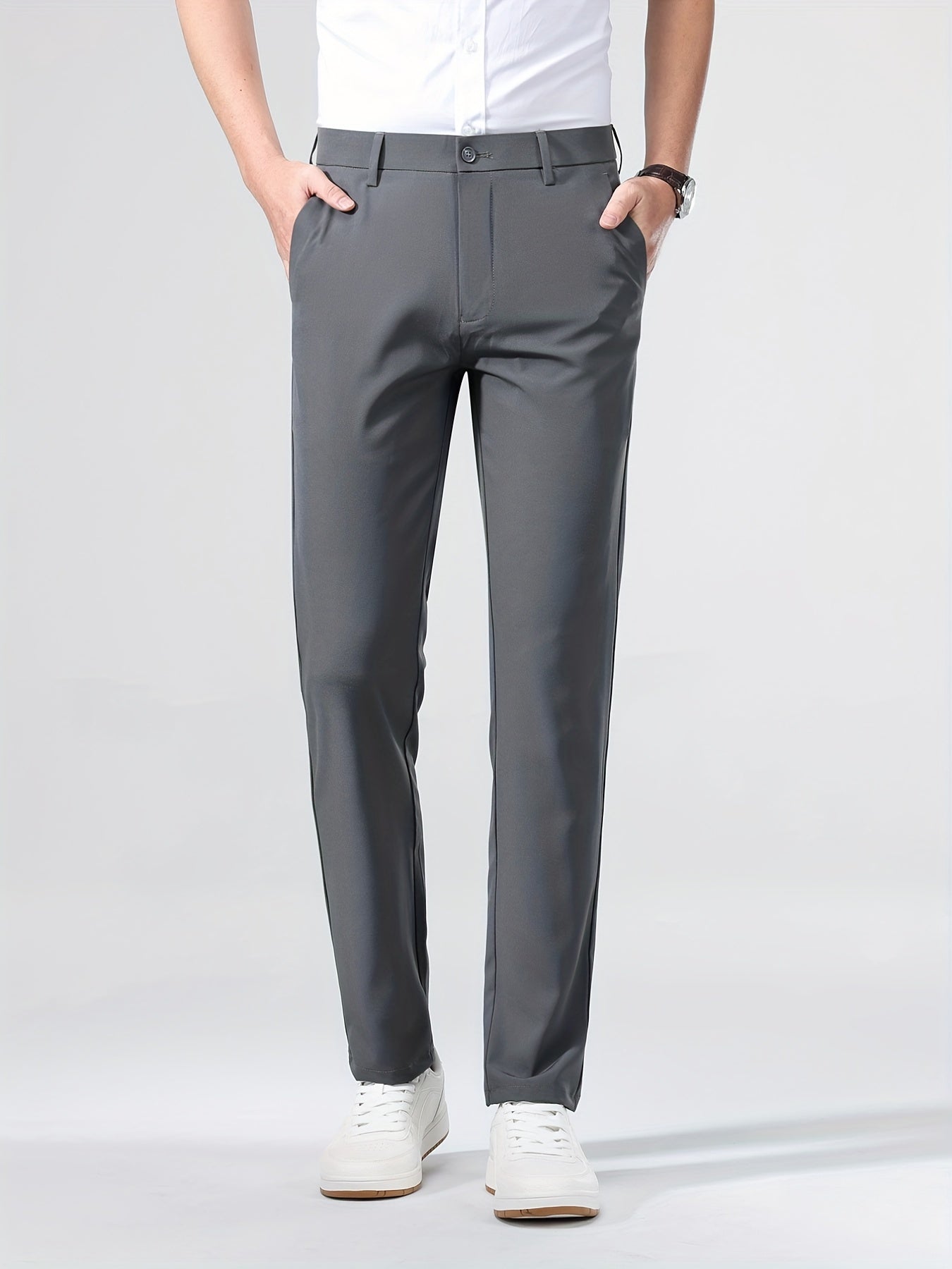 Men's Slim Fit Suit Trousers with Pockets