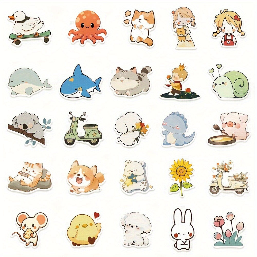 50pcs Cartoon Animal Series Stickers for Laptop Helmets DIY Decoration