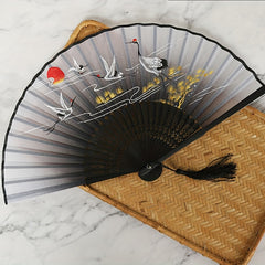 Men's Chinese Dance Fan Bamboo Silk Cloth