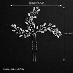 Bride Wedding Hair Comb Leaves Rhinestone Pearl Bridal Hair Comb