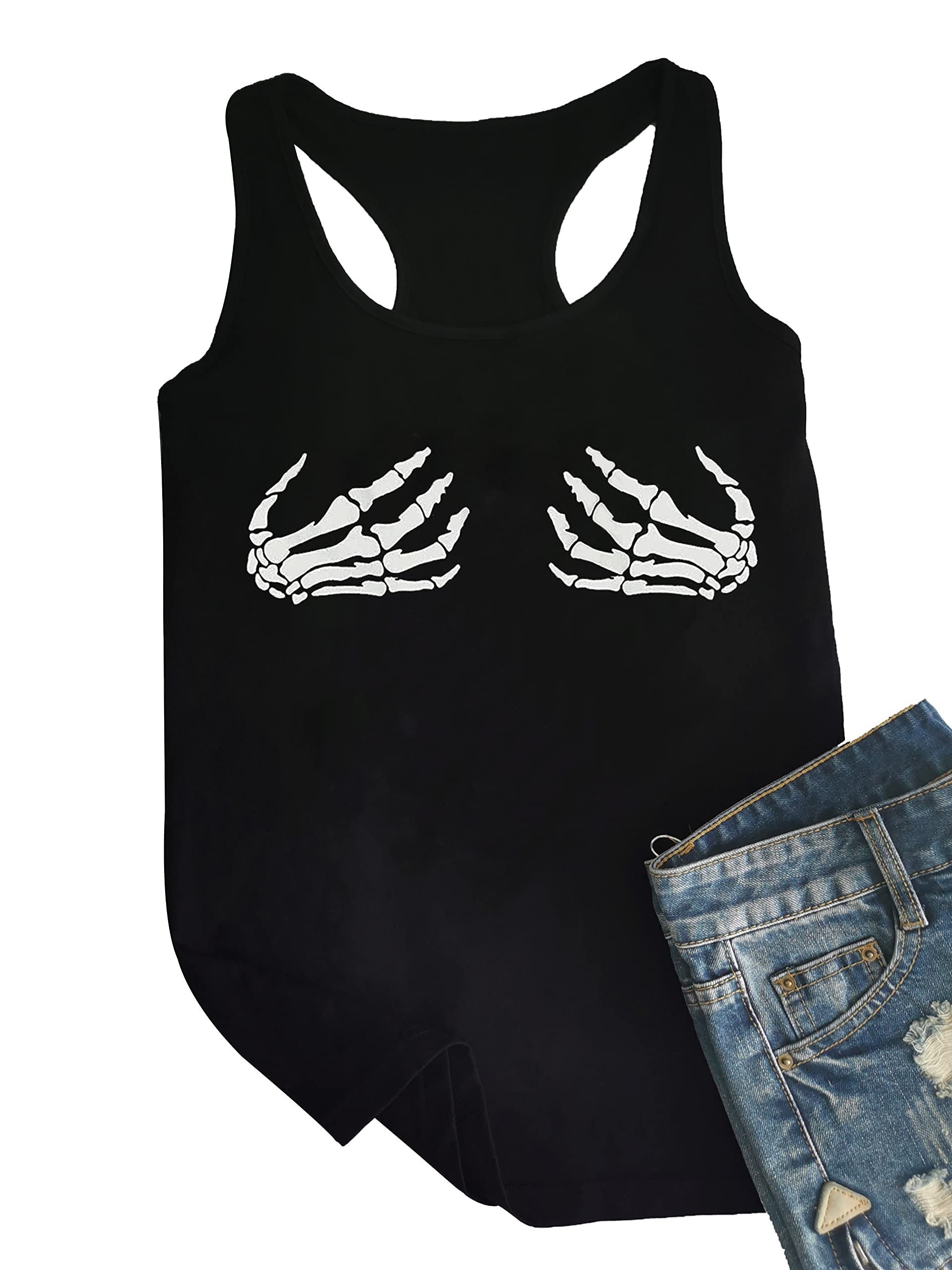 Skeleton Hand Print Sleeveless Tank Top
