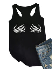 Skeleton Hand Print Sleeveless Tank Top