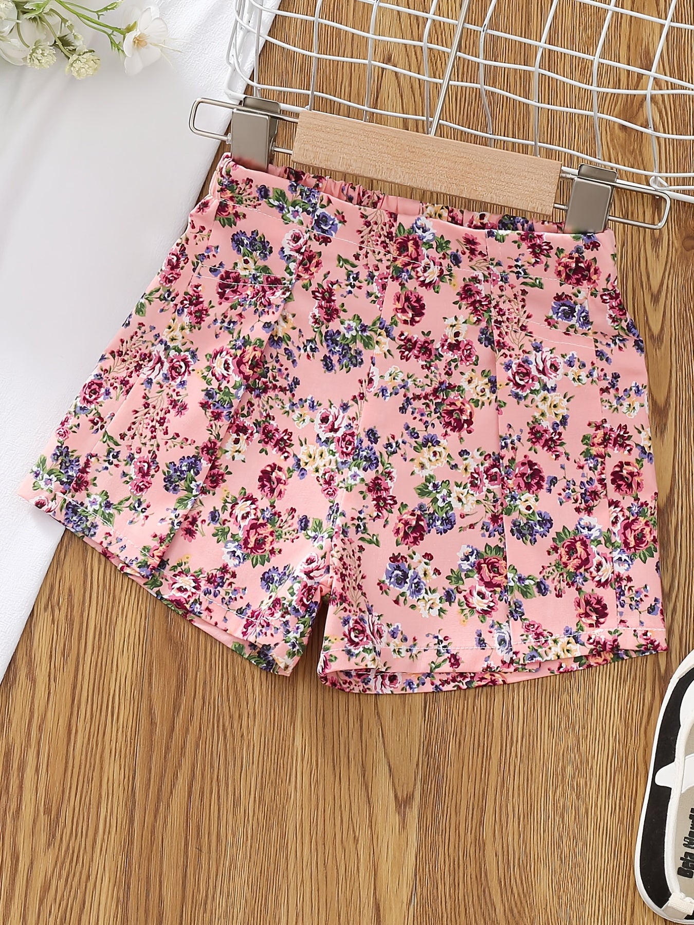 Girls Cotton Floral Elastic Waist Shorts Kids Summer Clothes