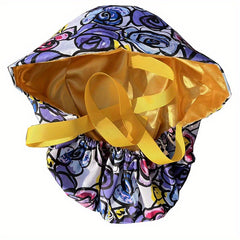 Satin Lined Ponytail Scrub Cap Cartoon Pattern