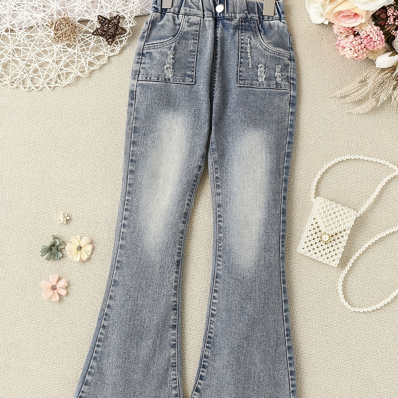 Toddler Girls Denim Flare Leg Pants Kids Spring Summer Clothes