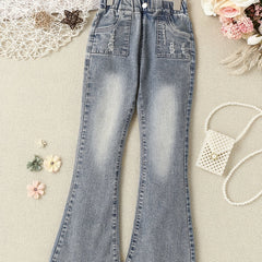 Toddler Girls Denim Flare Leg Pants Kids Spring Summer Clothes