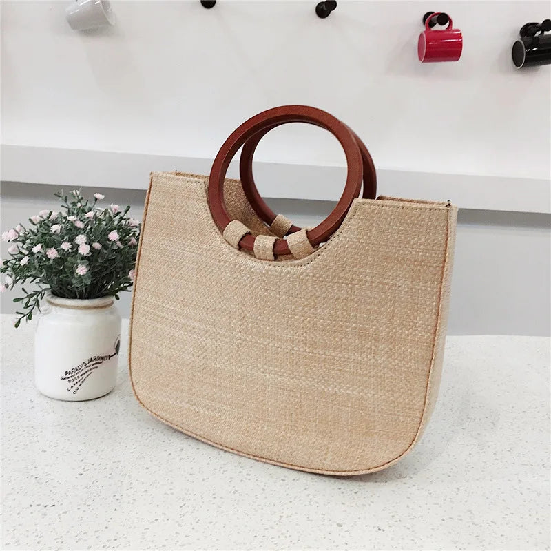Women's Straw Tote Bag Handbag Beach Summer Shoulder Bag