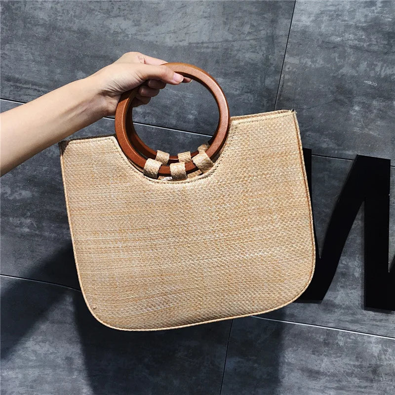 Women's Straw Tote Bag Handbag Beach Summer Shoulder Bag