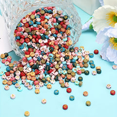 1000Pcs 4 7mm Colorful Acrylic Golden Letter Beads With Elastic String