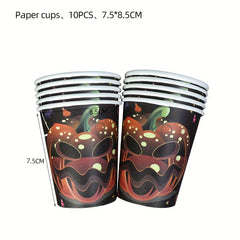 Halloween Party Decoration Paper Plate Fork Spoon Straw Tissue Cup