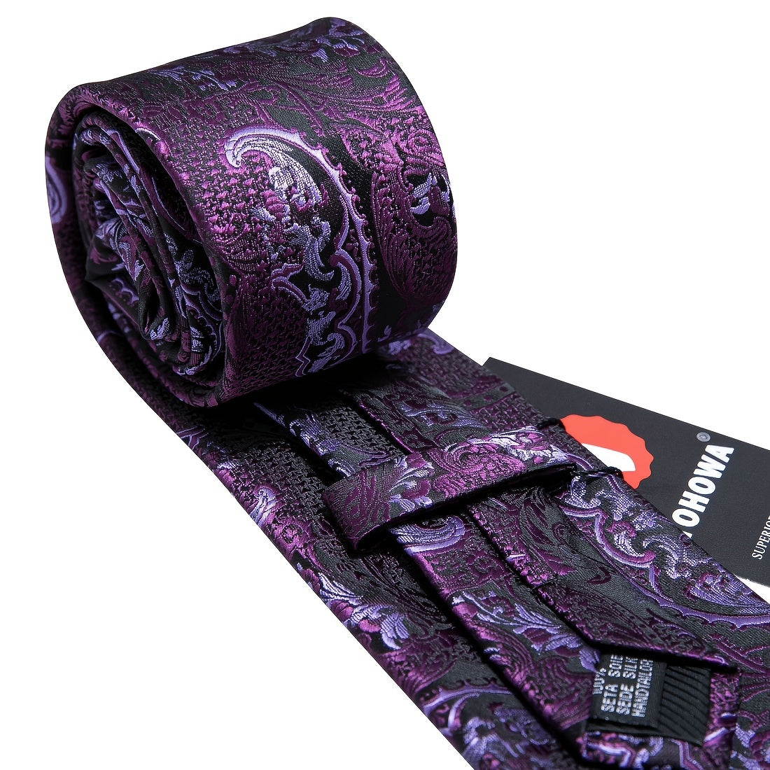 Barry Wang Men's Purple Paisley Floral Necktie Set