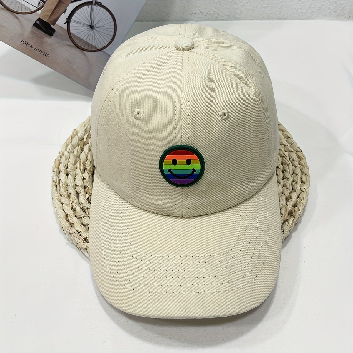 Smiling Face Patch Baseball Cap Cotton Casual Dad Hat Unisex Sun Hats