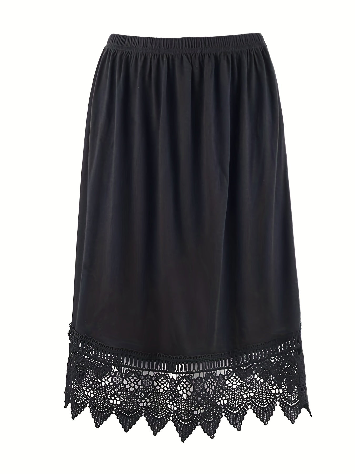 Solid Skirt Lace Stitching Scallop Trim Petticoat