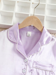 2pcs Short Sleeve Shorts Girls Loungewear Set