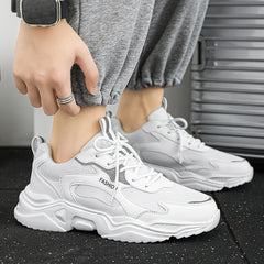 Men's Reflective Chunky Shoes Non Slip Lace Up Sneakers For Outdoor Activities