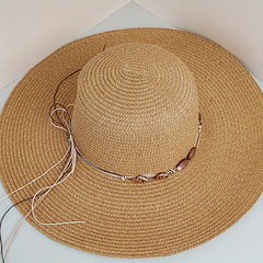 Wide Brim Summer Sun Hat Casual Straw Hat Outdoor Travel Beach Hat